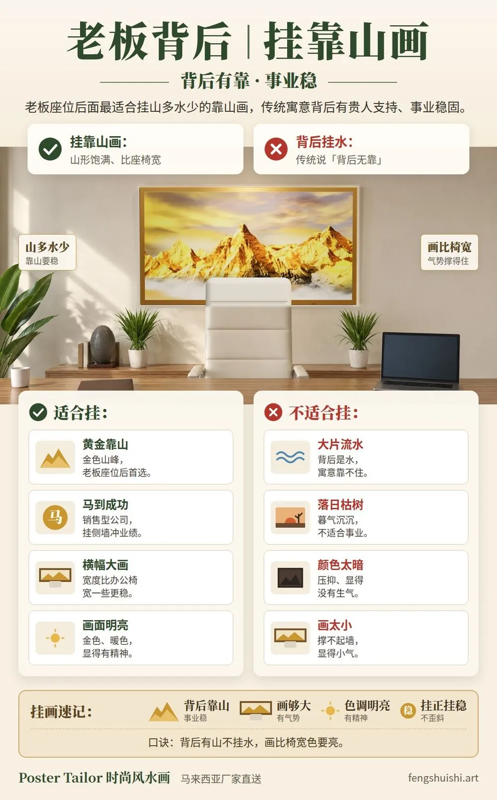 老板背后挂什么画一图看懂 黄金靠山挂老板座位后方 马到成功挂侧墙