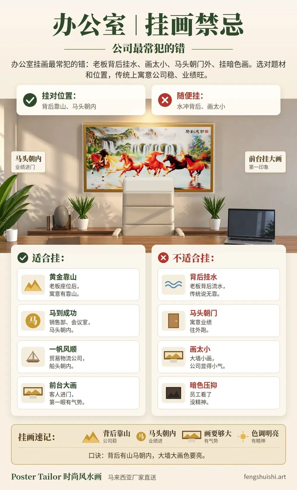 办公室挂画禁忌一图看懂 马来西亚公司挂画位置与7个常见错误