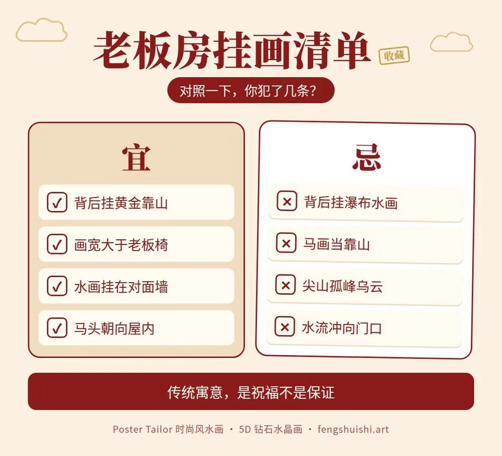 老板办公室挂画禁忌清单 该做与不该做 背后靠山 面前流水
