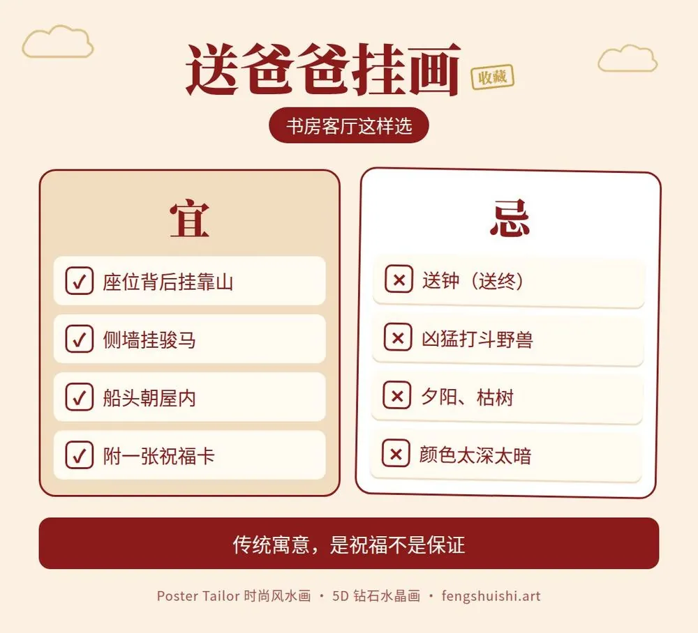 父亲节挂画清单 送爸爸风水画要做的与要避开的 靠山 马到成功 送礼禁忌