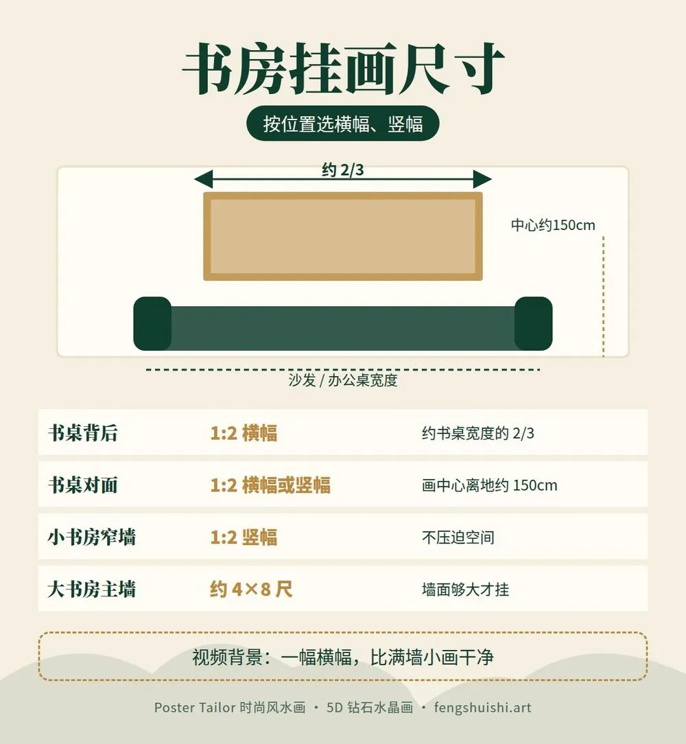 书房挂什么画 尺寸建议 书桌背后 书桌对面 视频背景 小书房